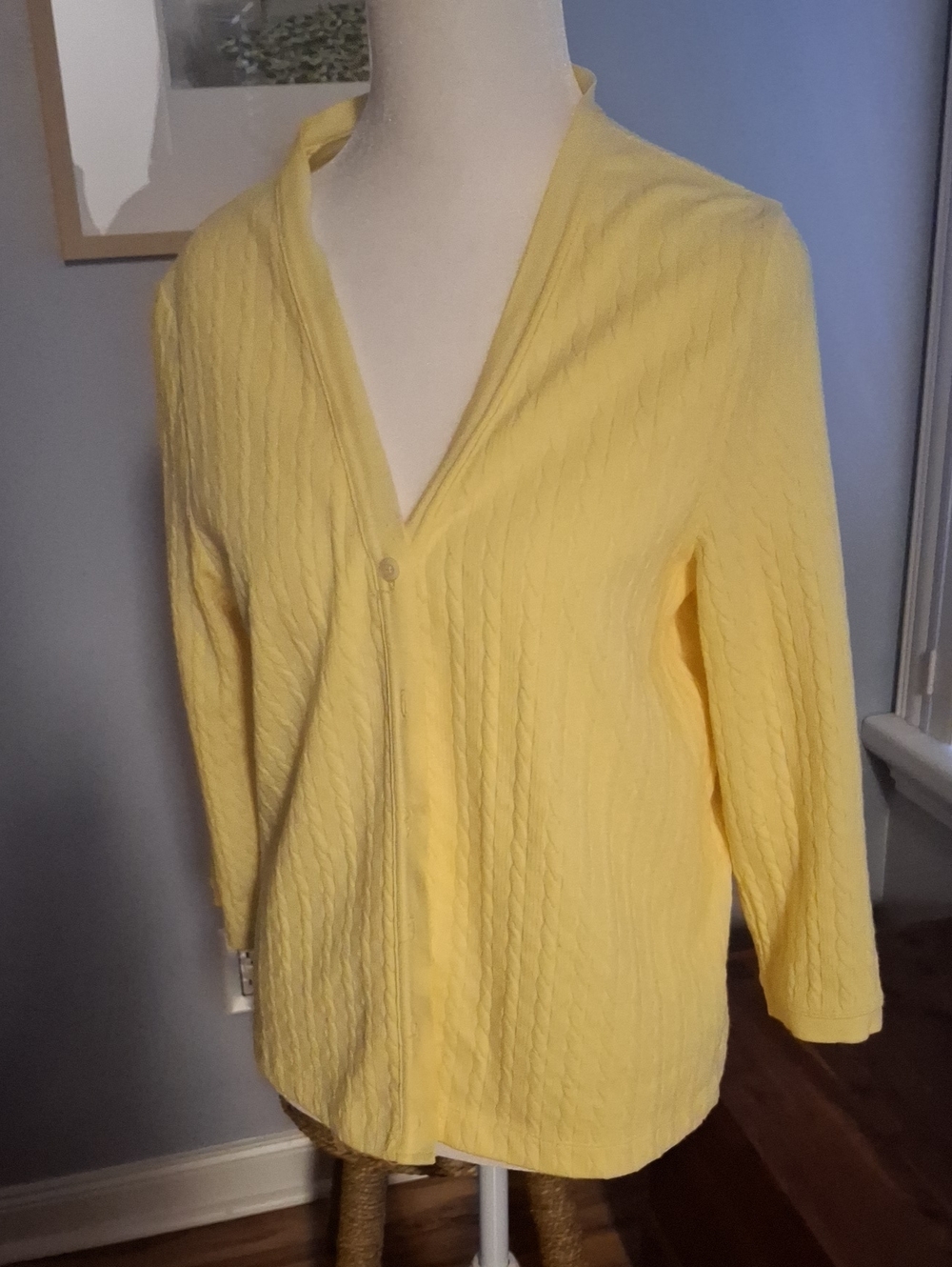 Lauren Ralph Lauren Light Yellow V-Neck Button Cardigan